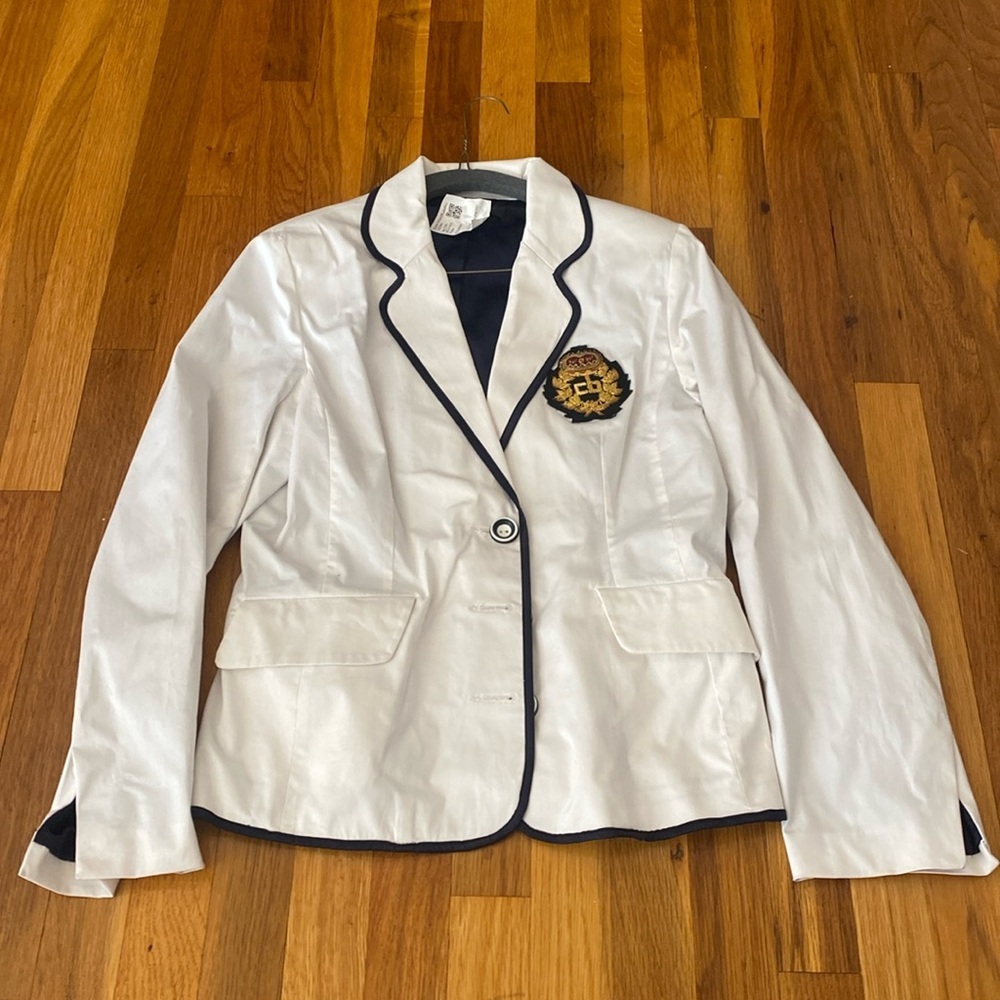 Courage.b Women’s White Blazer With Black Trimming Size XL